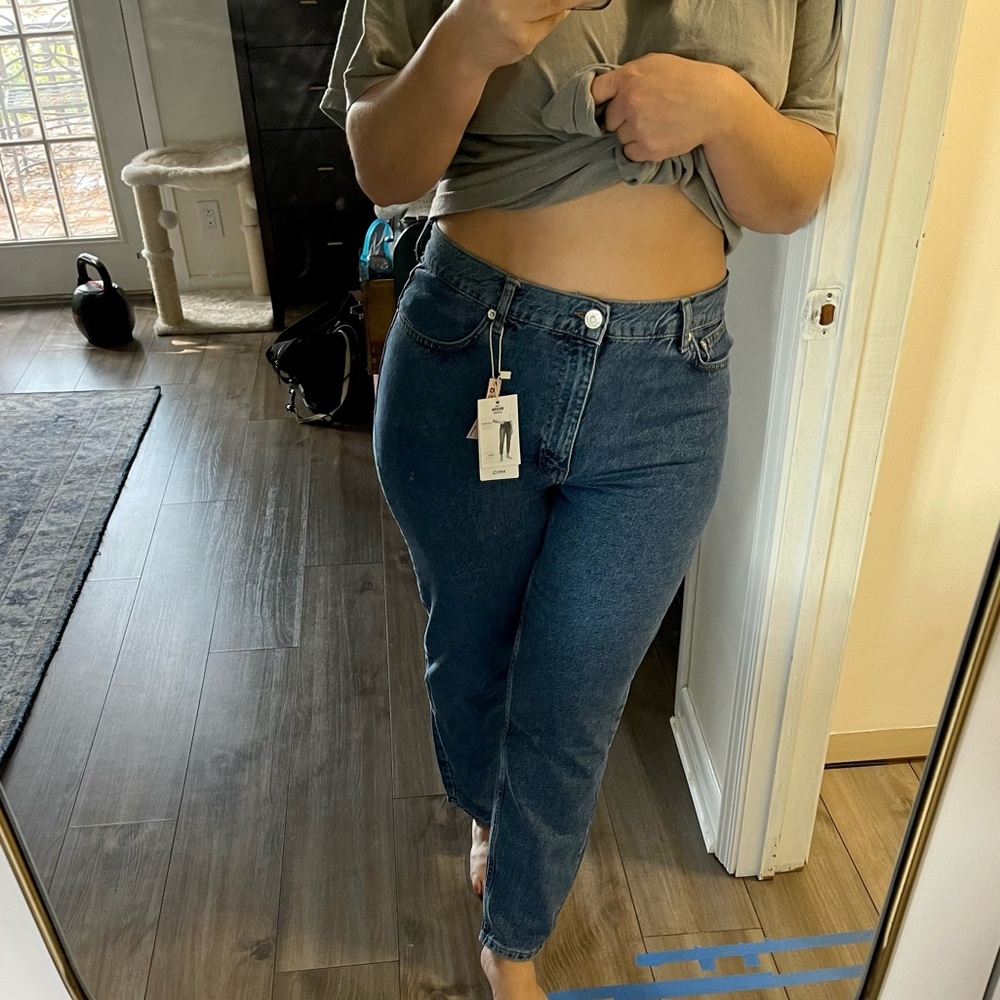 MNG Mango Mom Jeans in Dark Blue Wash Size 14